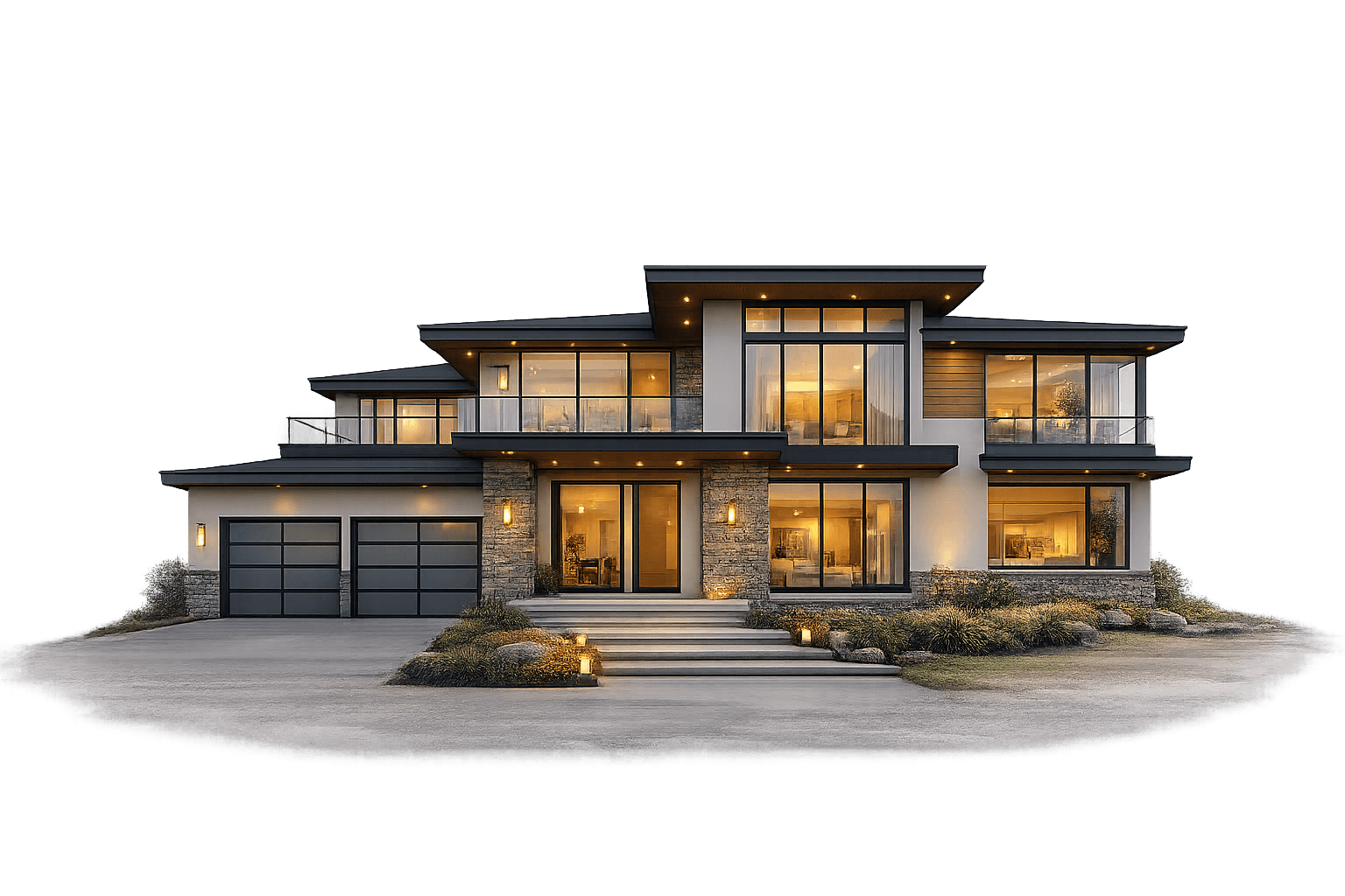 A modern house resting on a bank of cloud
